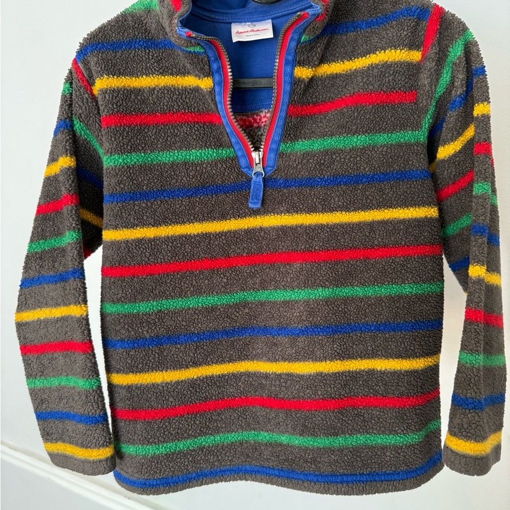 Hanna Andersson Kids Multicolor Striped Sherpa Quarter-Zip Fleece